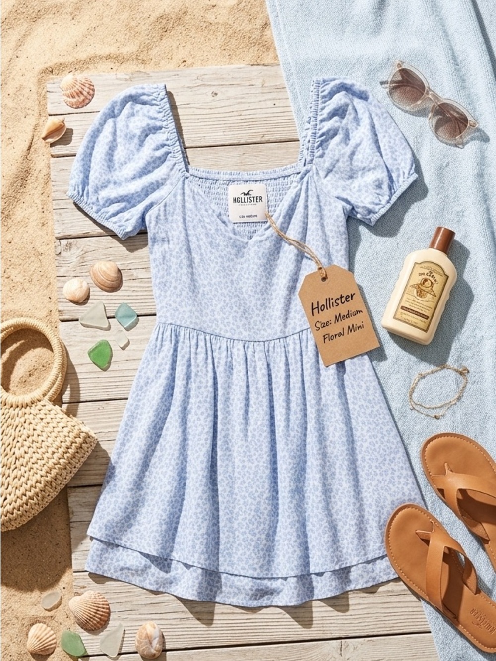 💕 #35 Hollister Blue Floral Dress